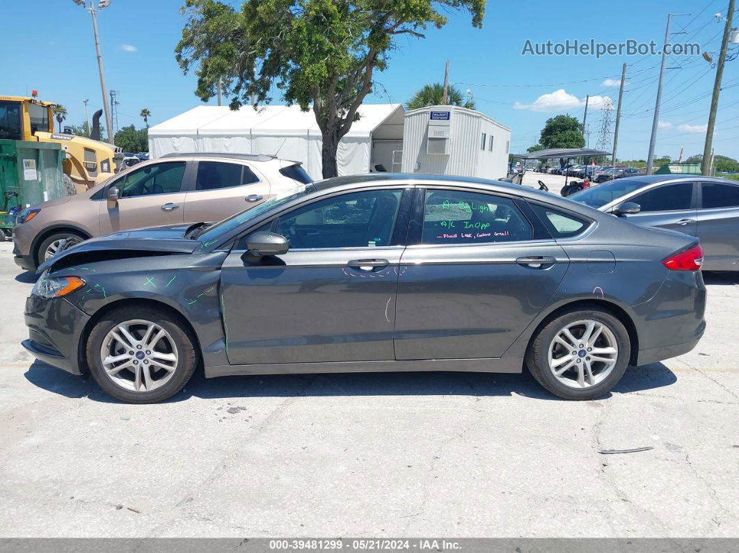 2018 Ford Fusion Se Gray vin: 3FA6P0HD7JR195860