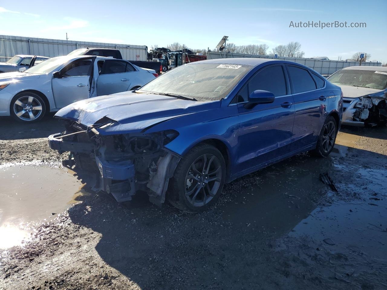 2018 Ford Fusion Se Синий vin: 3FA6P0HD7JR232129