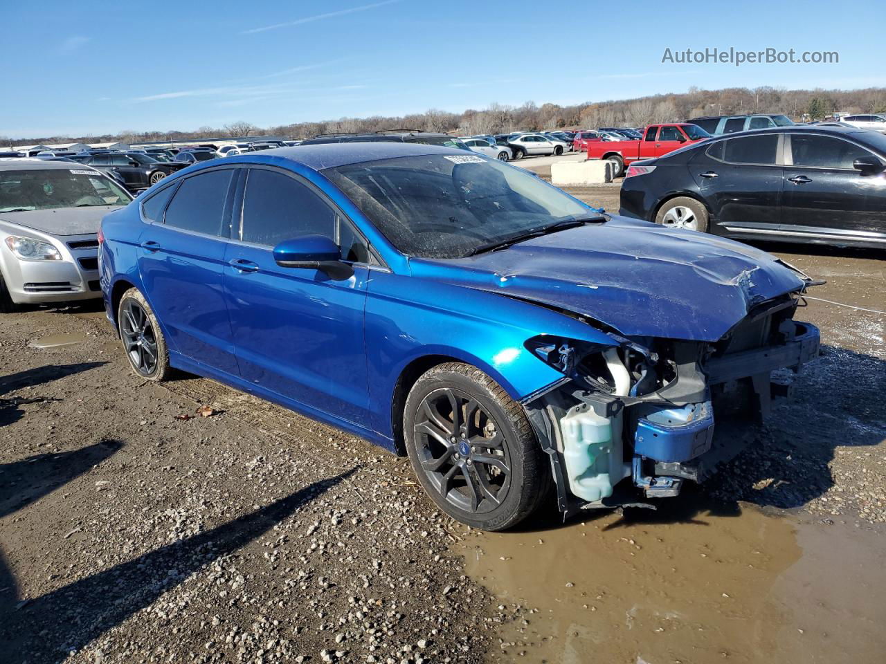 2018 Ford Fusion Se Синий vin: 3FA6P0HD7JR232129