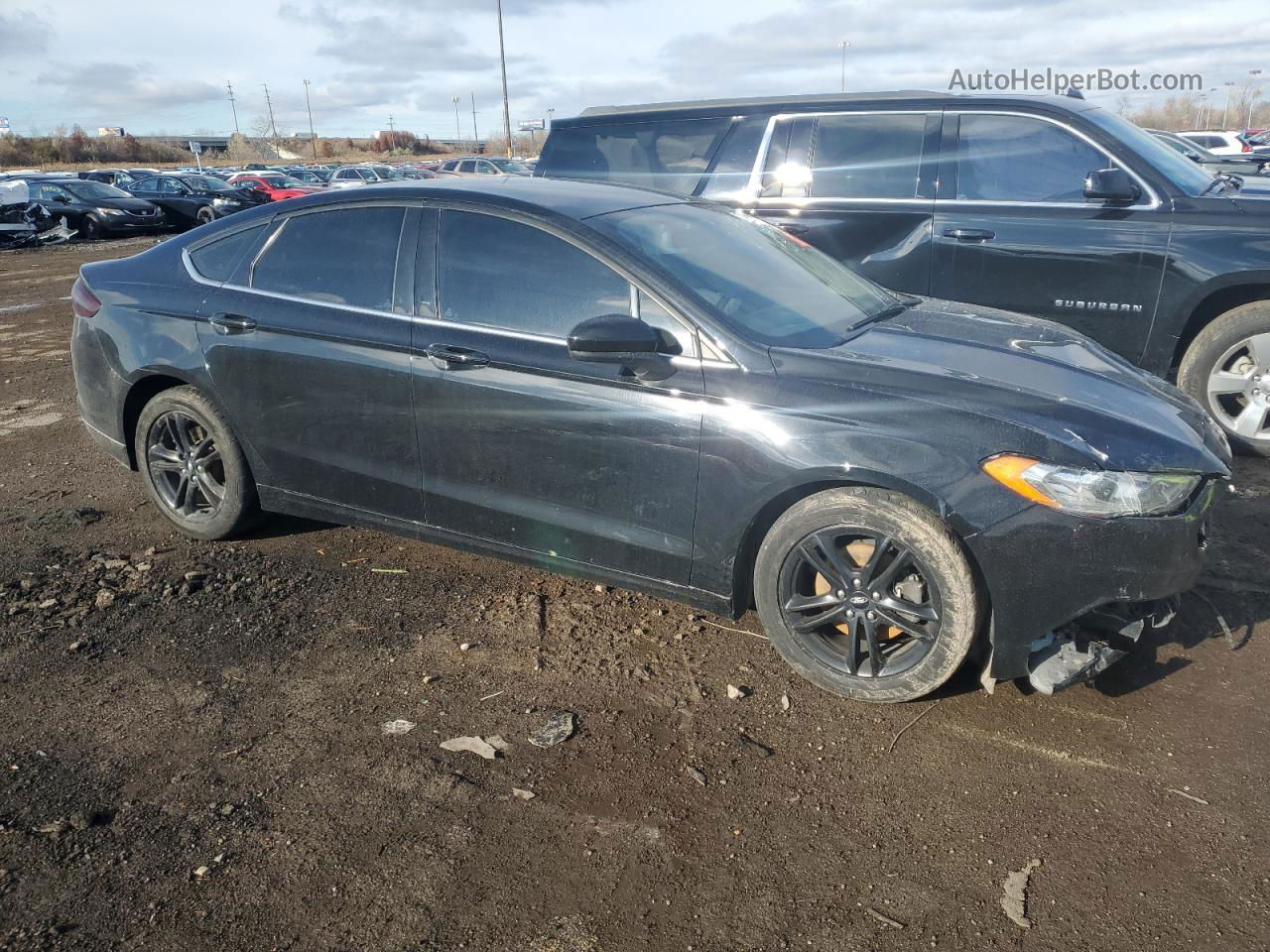 2018 Ford Fusion Se Black vin: 3FA6P0HD7JR259766