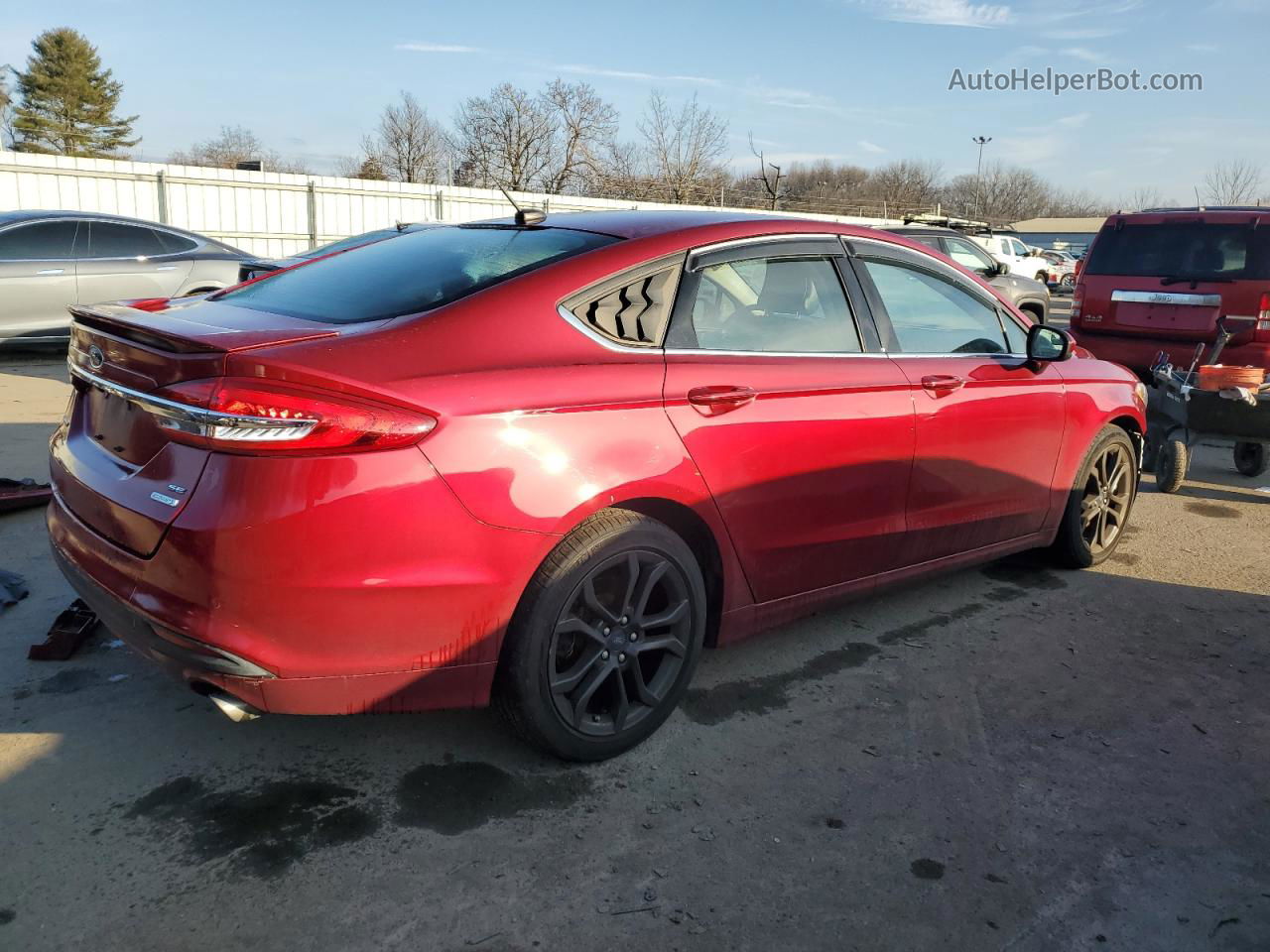 2018 Ford Fusion Se Red vin: 3FA6P0HD7JR283176