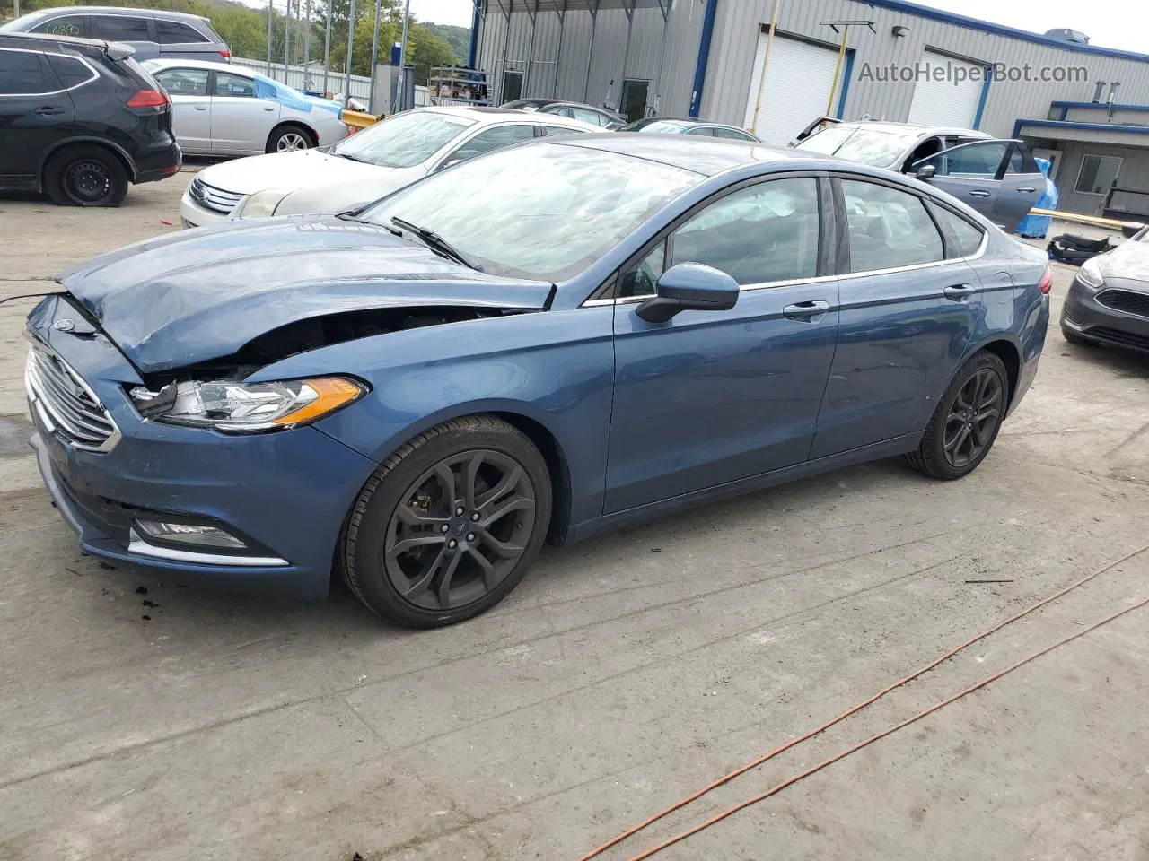 2018 Ford Fusion Se Синий vin: 3FA6P0HD7JR283498