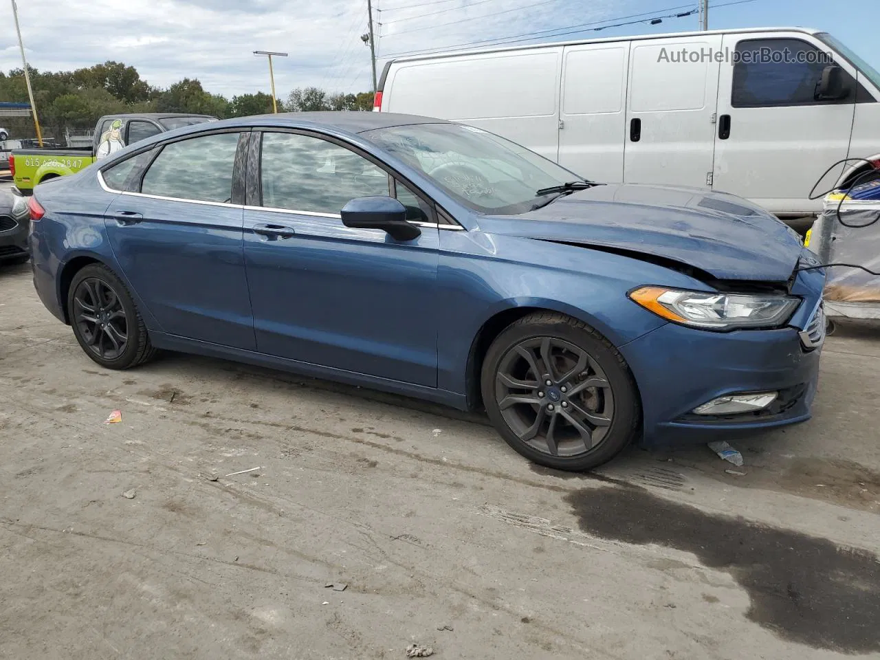 2018 Ford Fusion Se Синий vin: 3FA6P0HD7JR283498