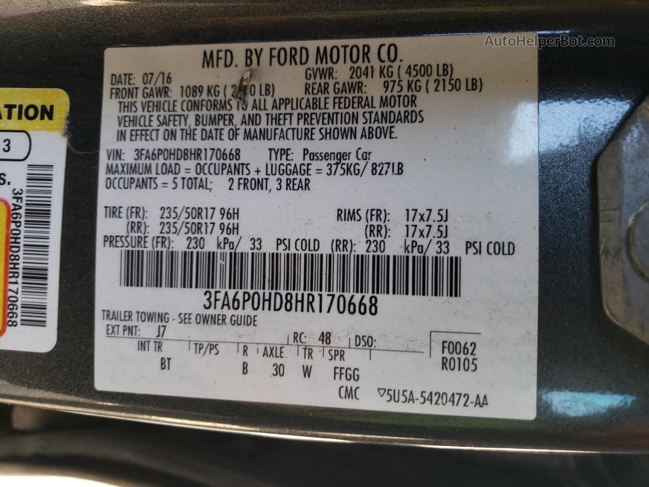 2017 Ford Fusion Se Gray vin: 3FA6P0HD8HR170668