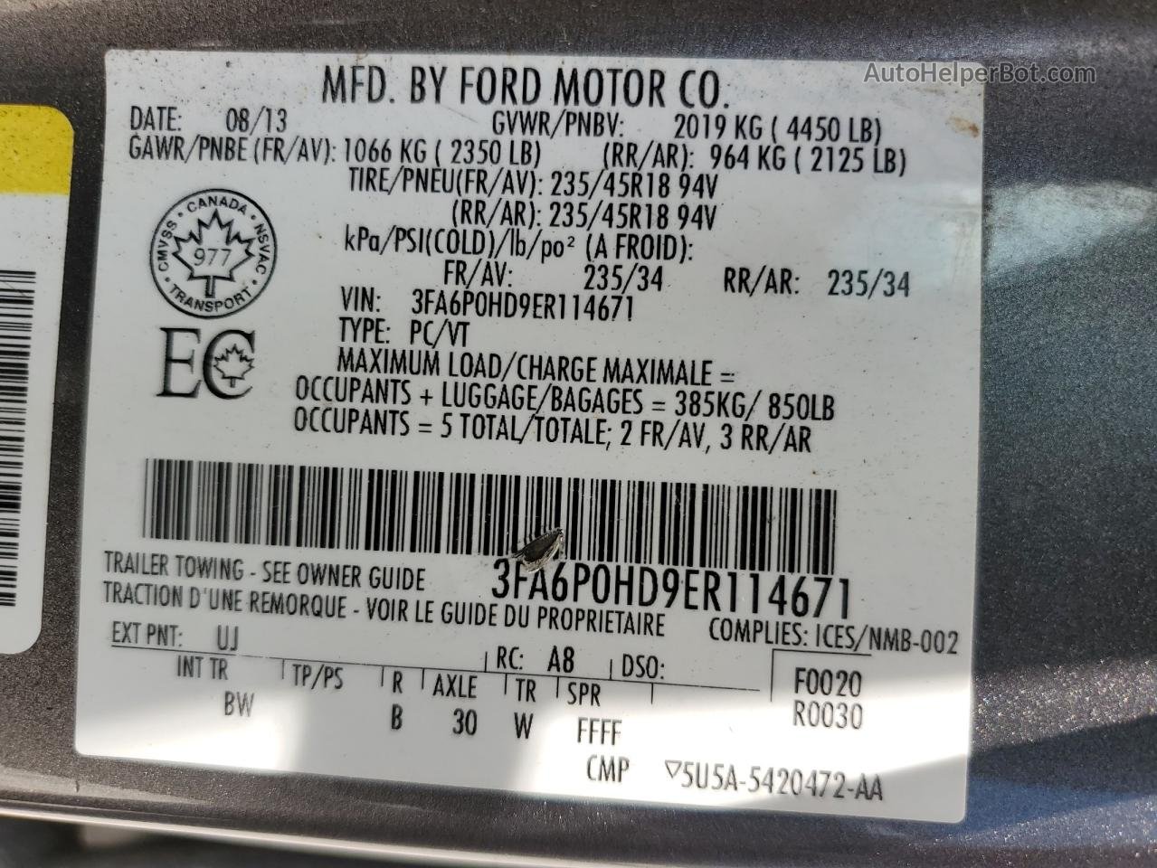 2014 Ford Fusion Se Gray vin: 3FA6P0HD9ER114671