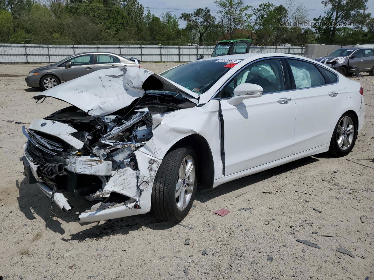 2018 Ford Fusion Se White vin: 3FA6P0HD9JR151732