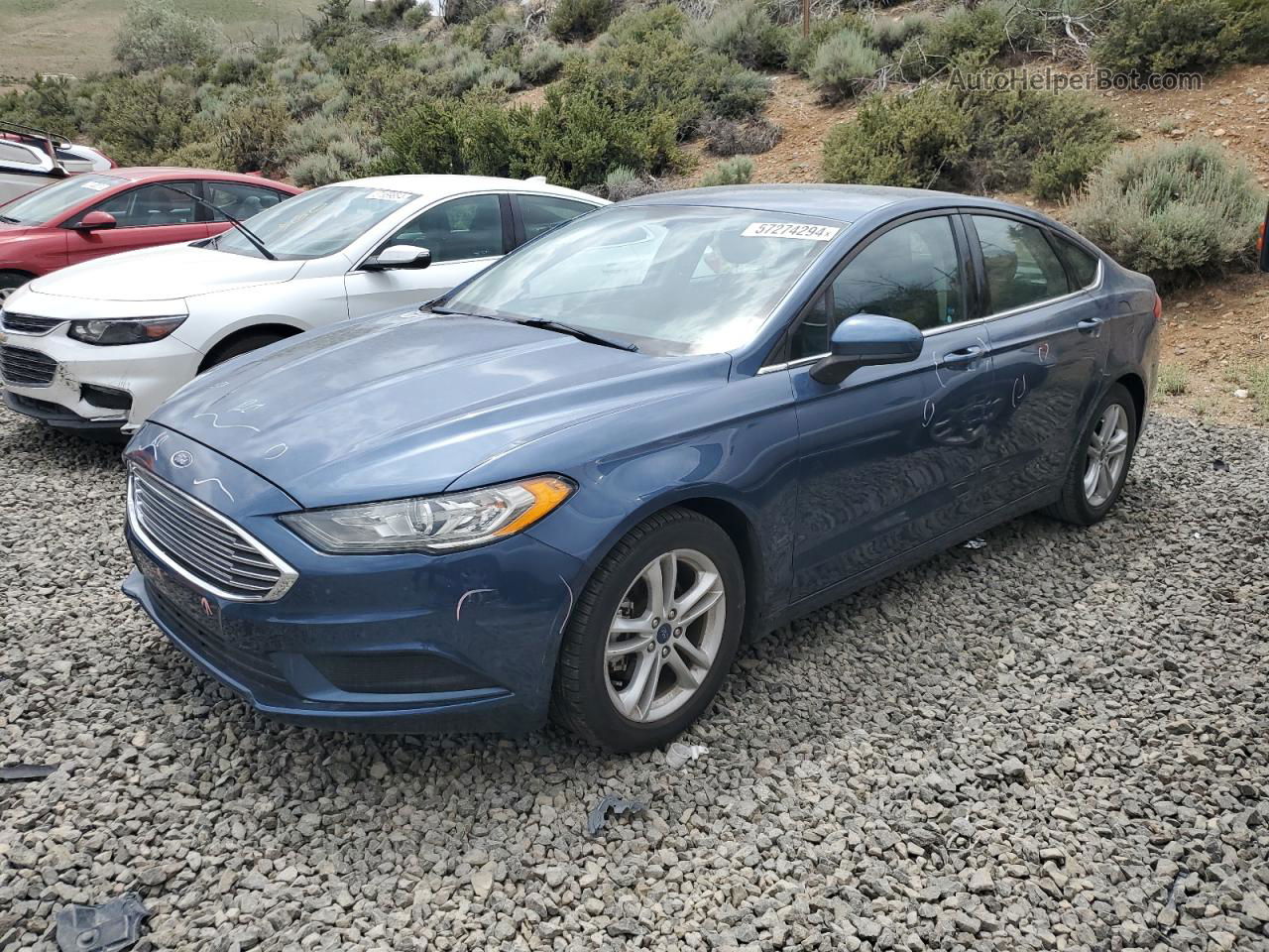 2018 Ford Fusion Se Синий vin: 3FA6P0HD9JR181135