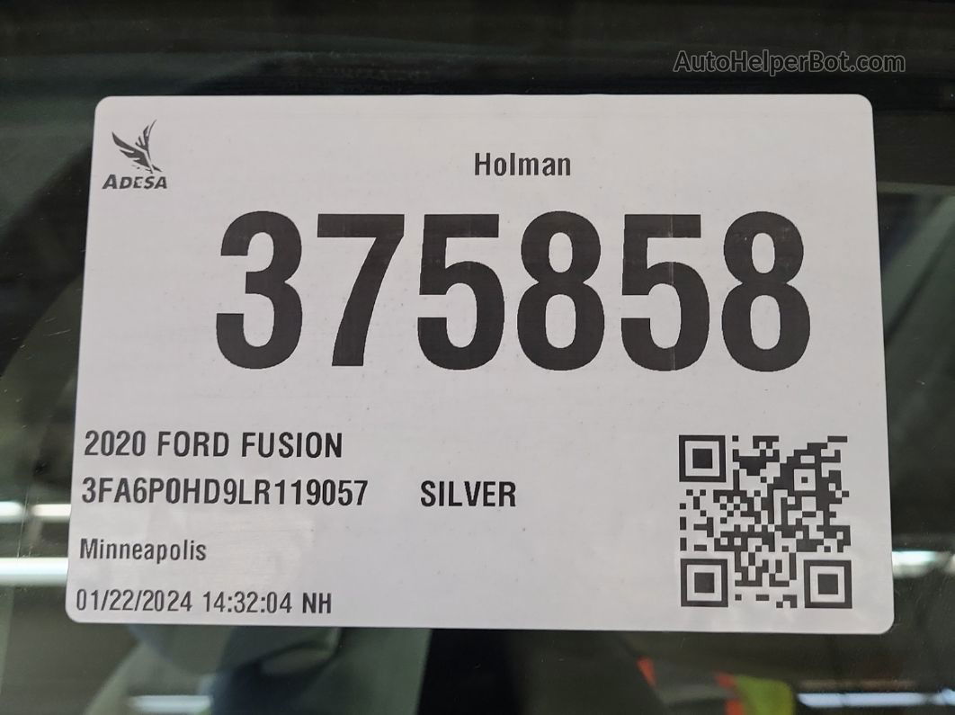 2020 Ford Fusion Se vin: 3FA6P0HD9LR119057