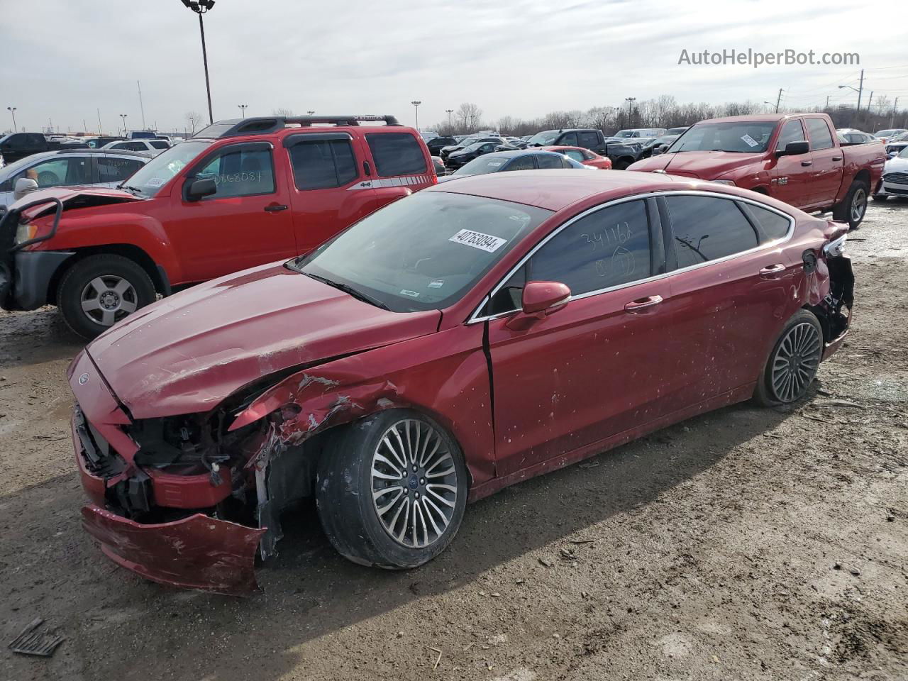 2017 Ford Fusion Se Красный vin: 3FA6P0HDXHR341162