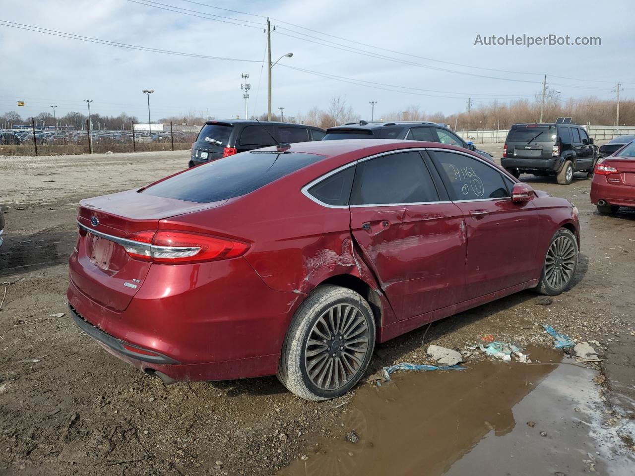 2017 Ford Fusion Se Red vin: 3FA6P0HDXHR341162