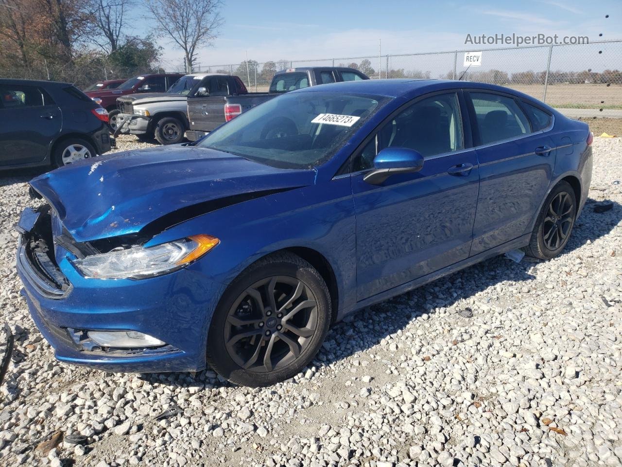 2018 Ford Fusion Se Blue vin: 3FA6P0HDXJR157989