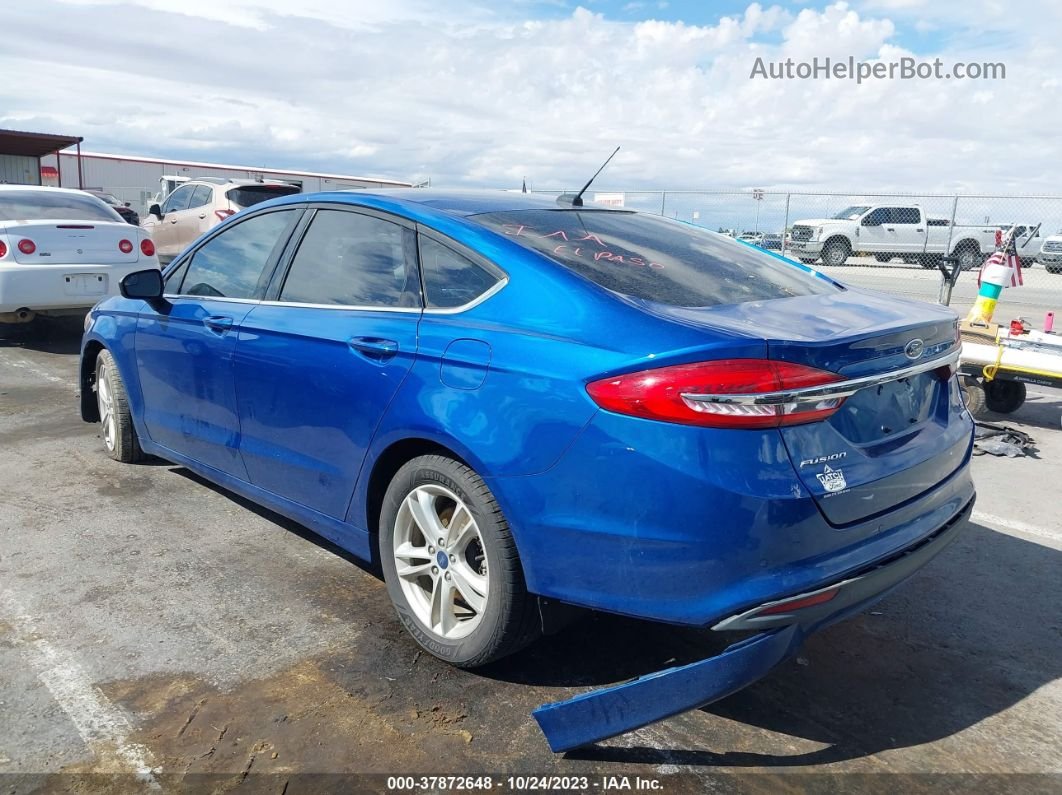 2018 Ford Fusion Se Blue vin: 3FA6P0HDXJR241052