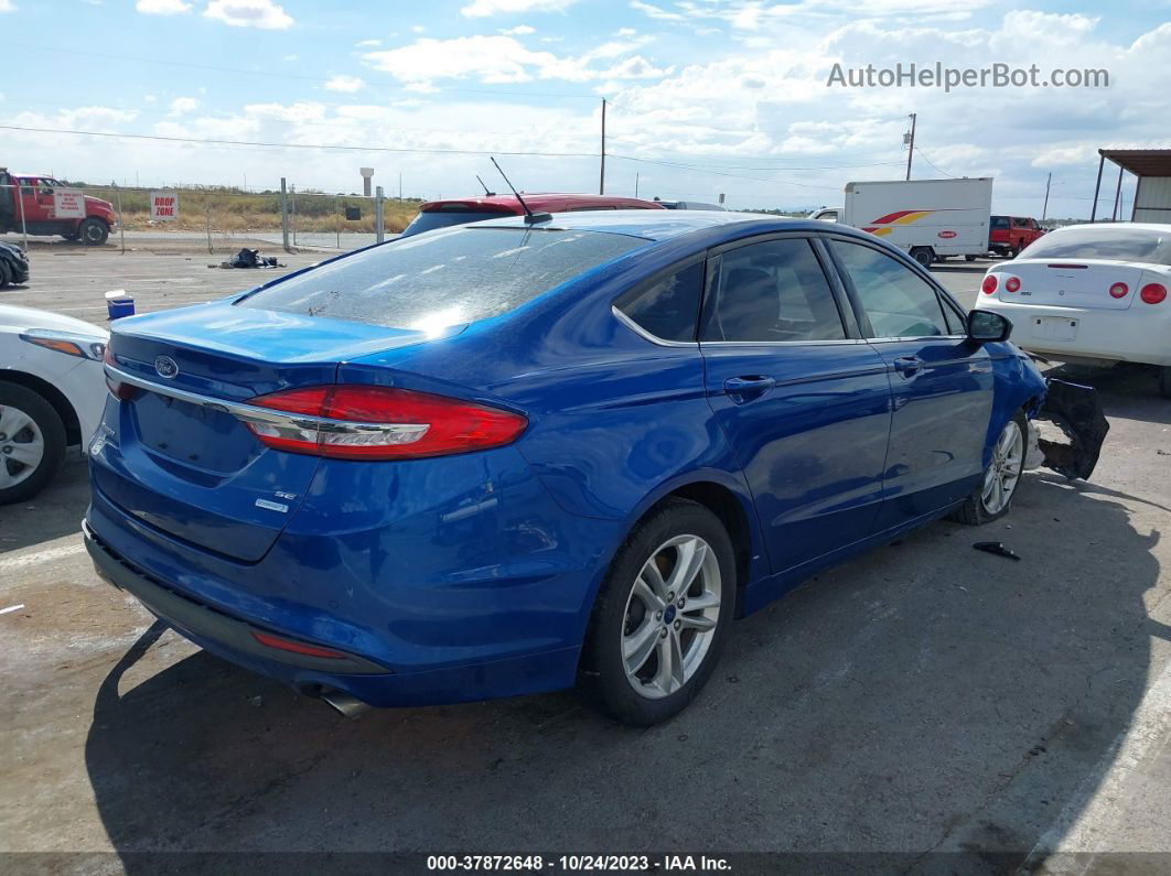 2018 Ford Fusion Se Blue vin: 3FA6P0HDXJR241052