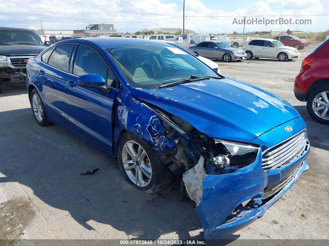 2018 Ford Fusion Se Blue vin: 3FA6P0HDXJR241052