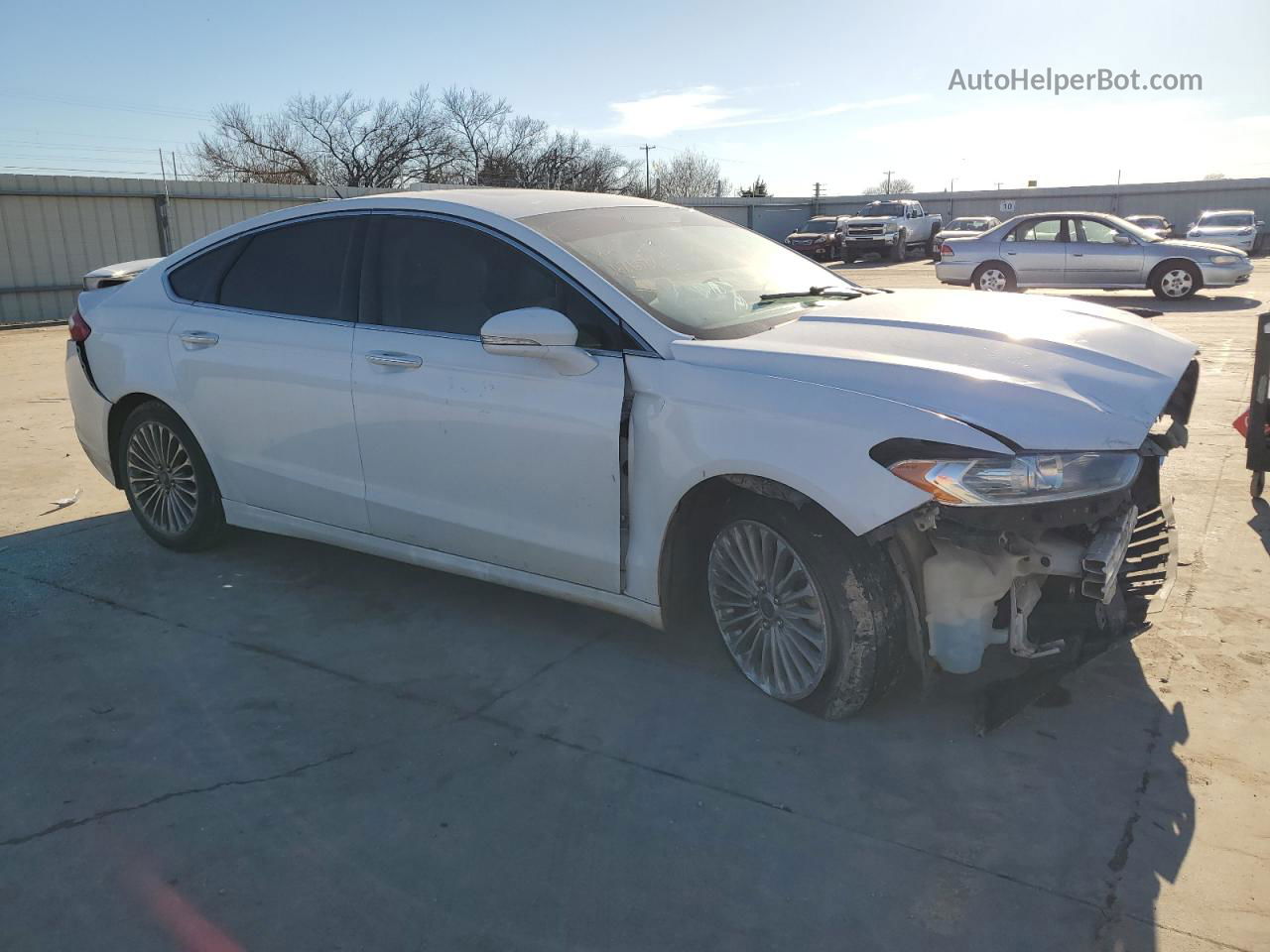 2014 Ford Fusion Titanium White vin: 3FA6P0K90ER292991