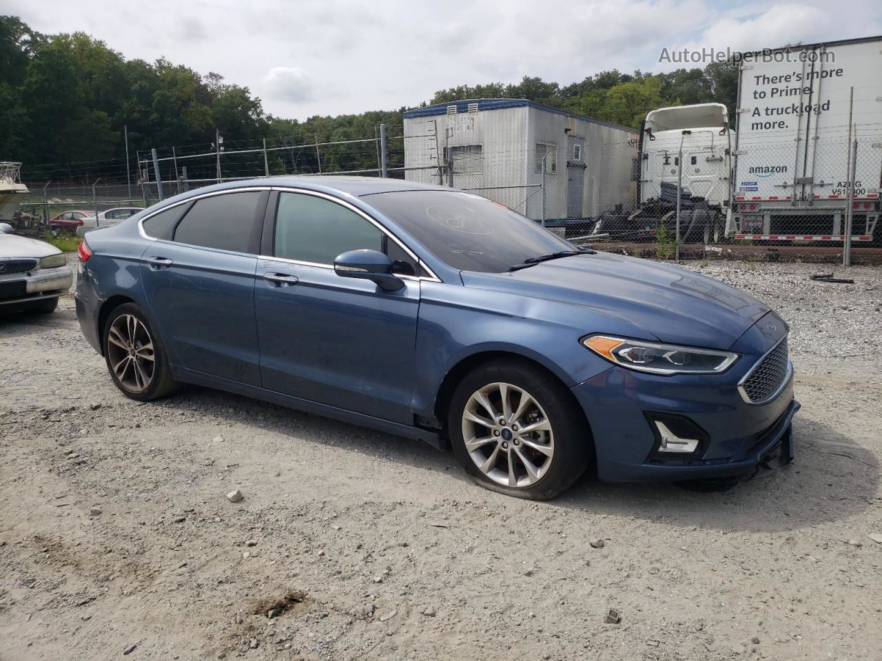 2019 Ford Fusion Titanium Синий vin: 3FA6P0K90KR121640