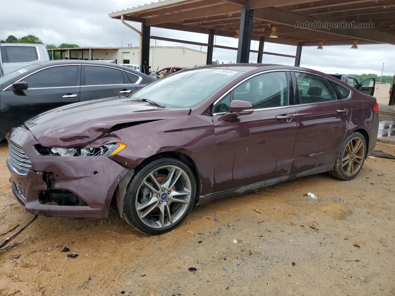 2013 Ford Fusion Titanium Burgundy vin: 3FA6P0K91DR315340