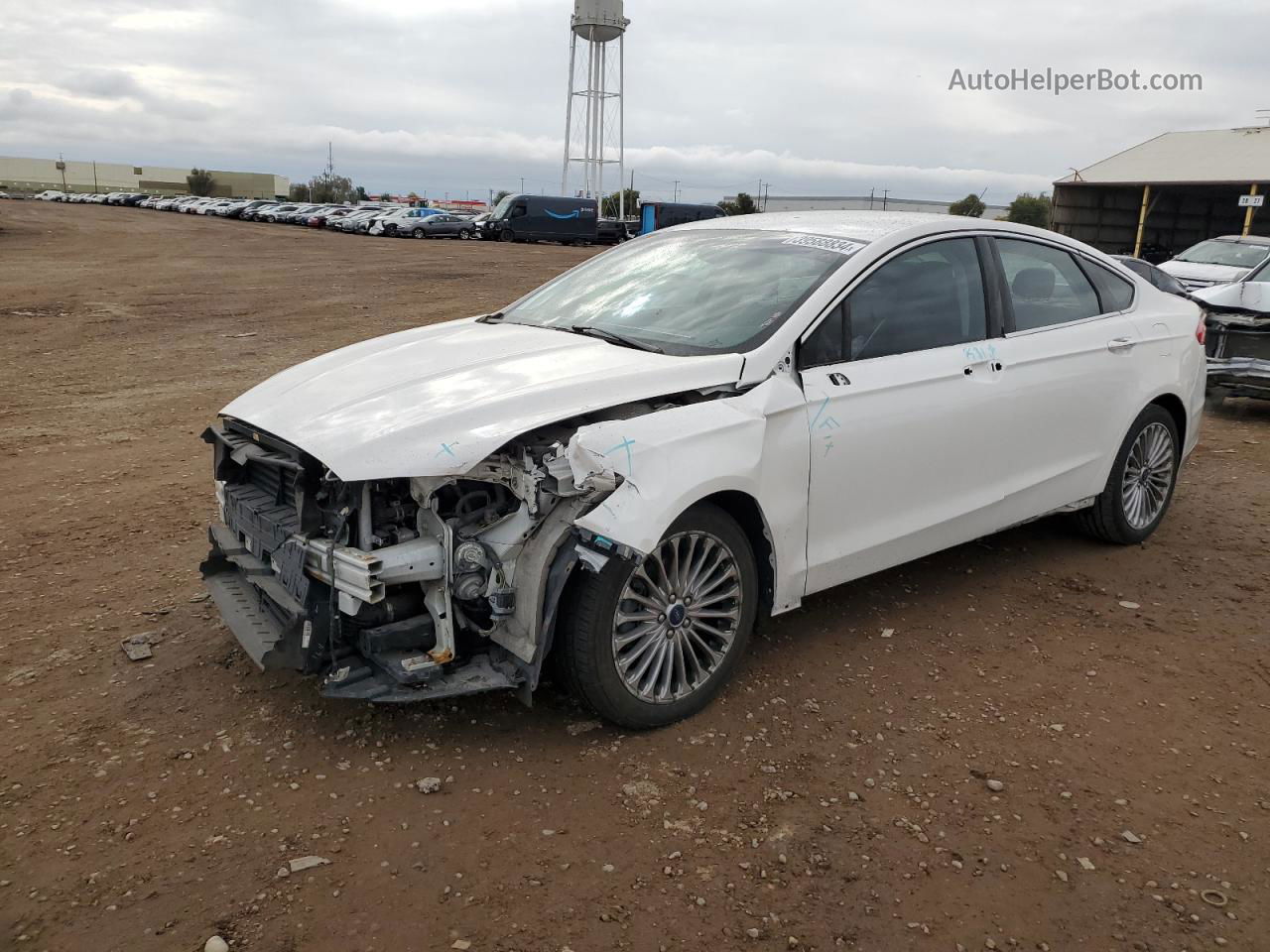 2014 Ford Fusion Titanium Белый vin: 3FA6P0K91ER165165