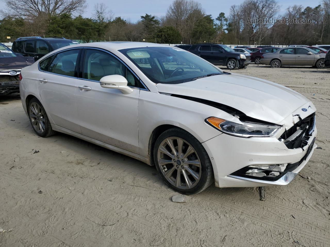 2017 Ford Fusion Titanium White vin: 3FA6P0K91HR169835