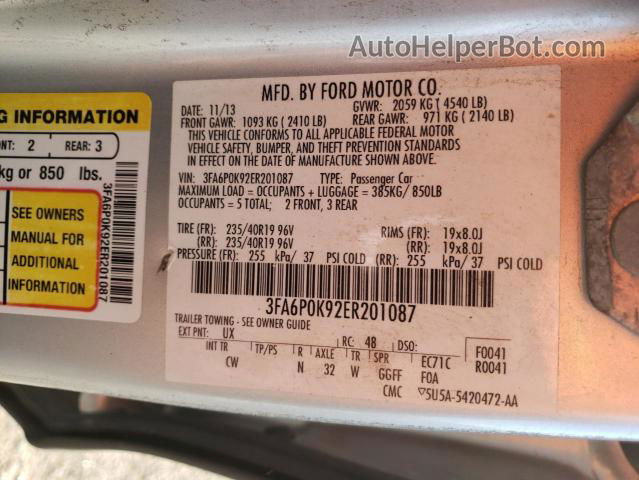 2014 Ford Fusion Titanium Серебряный vin: 3FA6P0K92ER201087