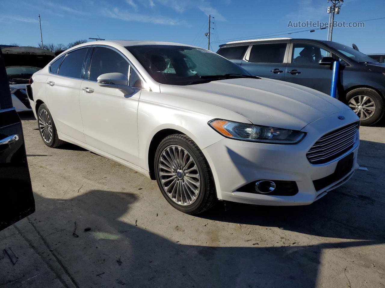 2014 Ford Fusion Titanium White vin: 3FA6P0K92ER344668