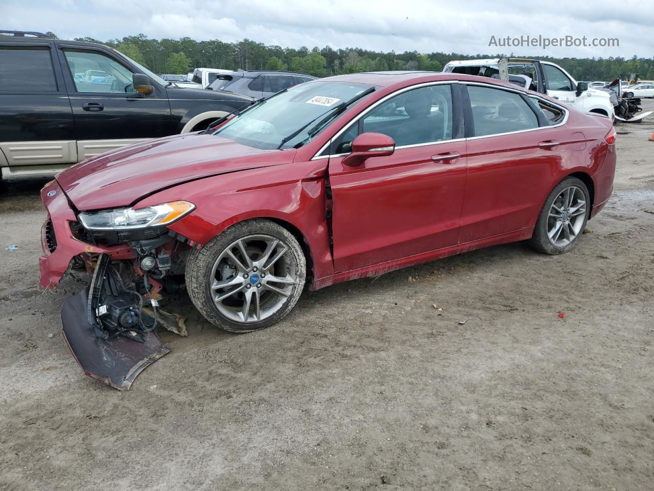 2013 Ford Fusion Titanium Red vin: 3FA6P0K93DR137818