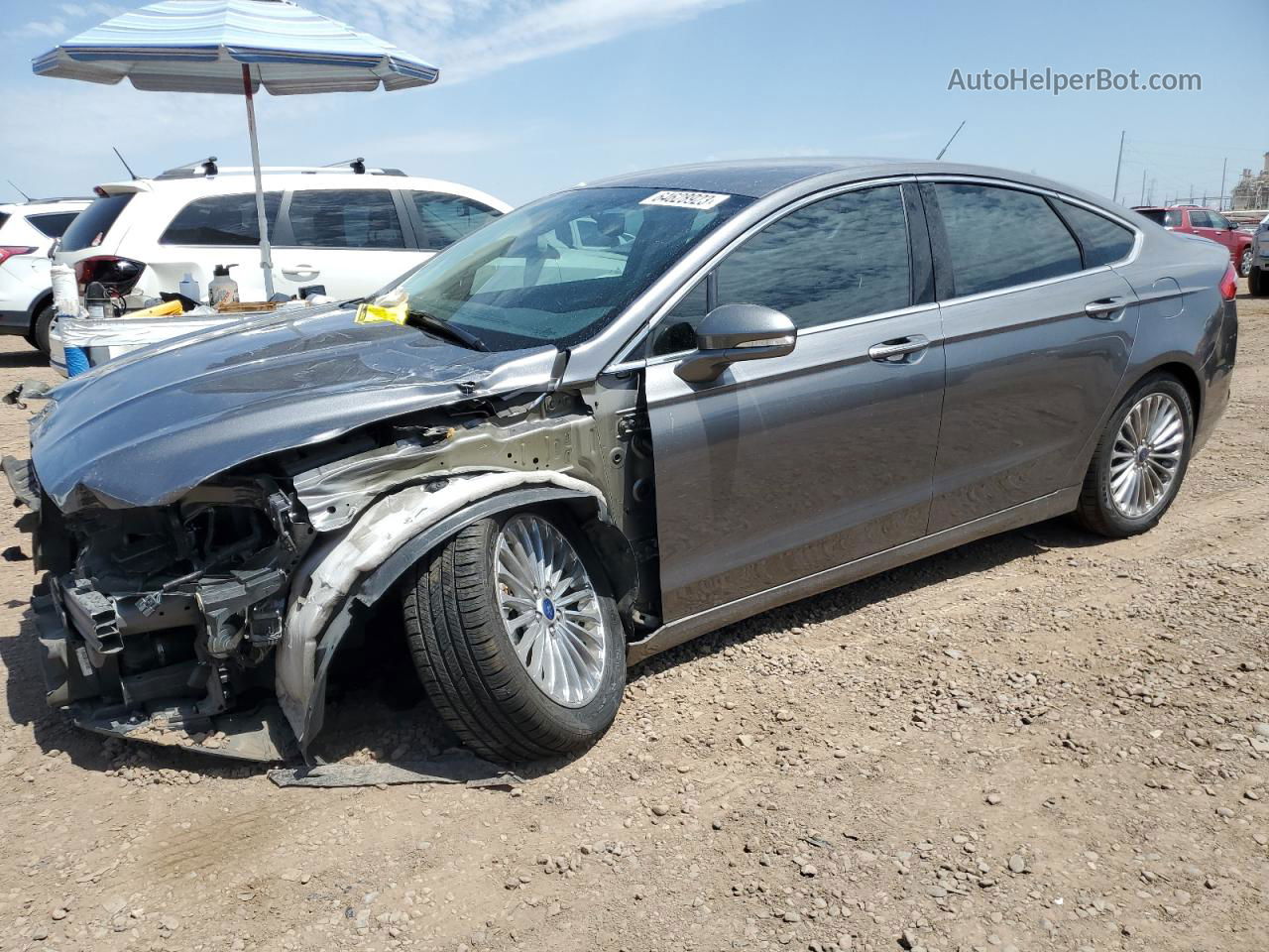 2014 Ford Fusion Titanium Серый vin: 3FA6P0K94ER186804