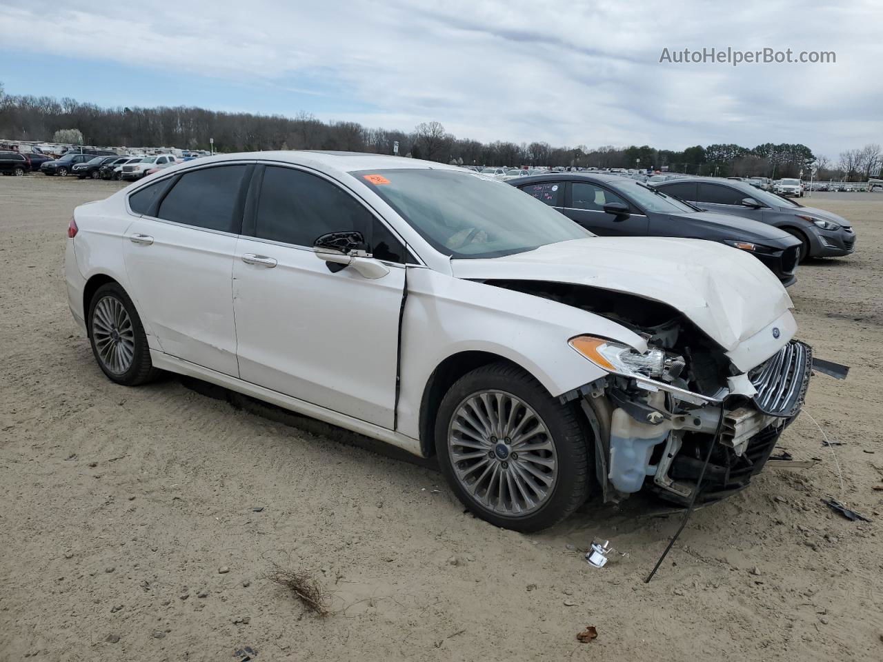 2014 Ford Fusion Titanium White vin: 3FA6P0K94ER323899