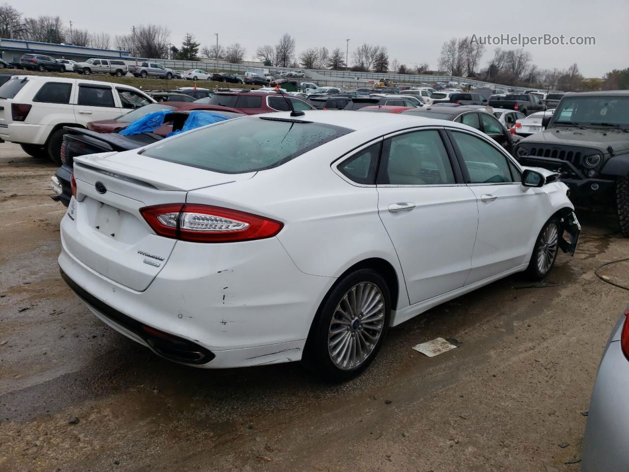 2015 Ford Fusion Titanium White vin: 3FA6P0K94FR196802