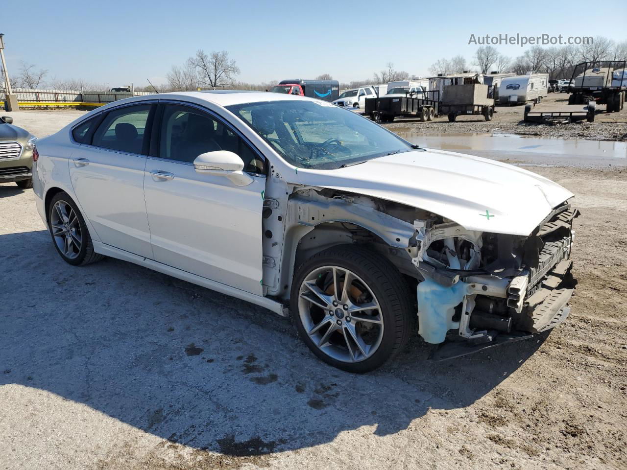 2015 Ford Fusion Titanium White vin: 3FA6P0K94FR294504