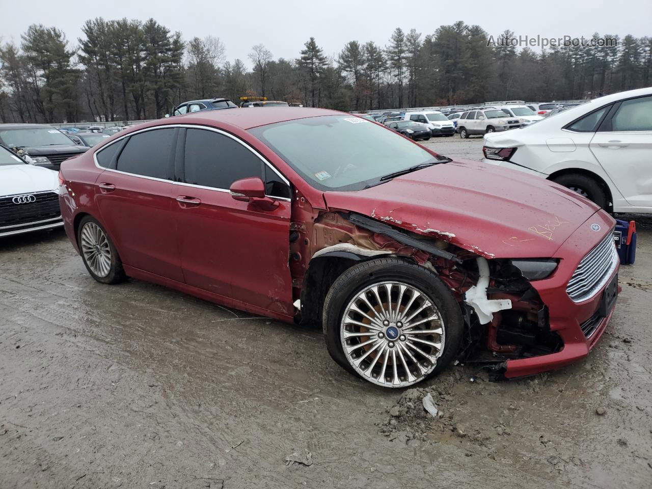 2015 Ford Fusion Titanium Red vin: 3FA6P0K95FR268123