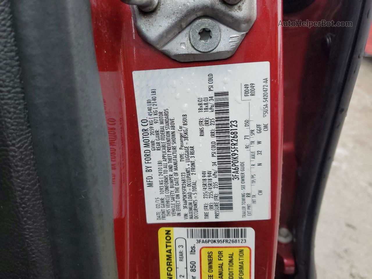 2015 Ford Fusion Titanium Красный vin: 3FA6P0K95FR268123