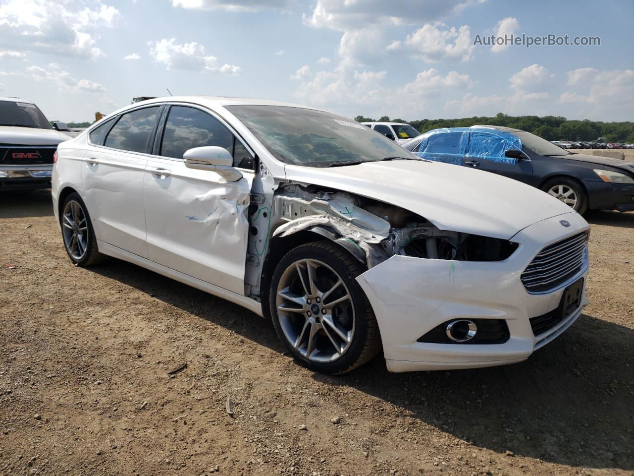 2016 Ford Fusion Titanium White vin: 3FA6P0K96GR193451