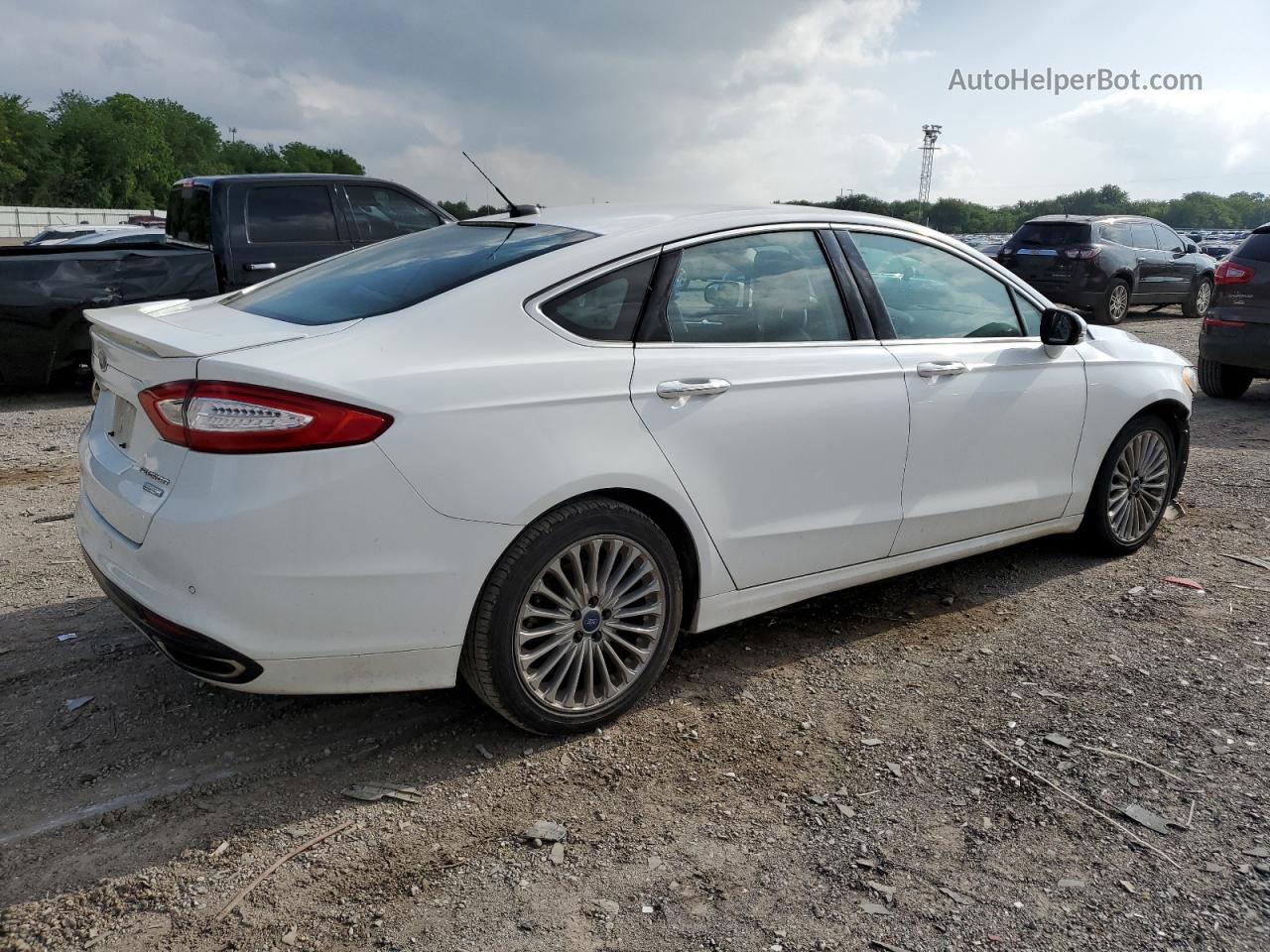 2015 Ford Fusion Titanium White vin: 3FA6P0K97FR152731