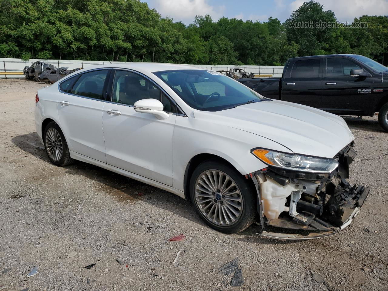 2015 Ford Fusion Titanium Белый vin: 3FA6P0K97FR152731