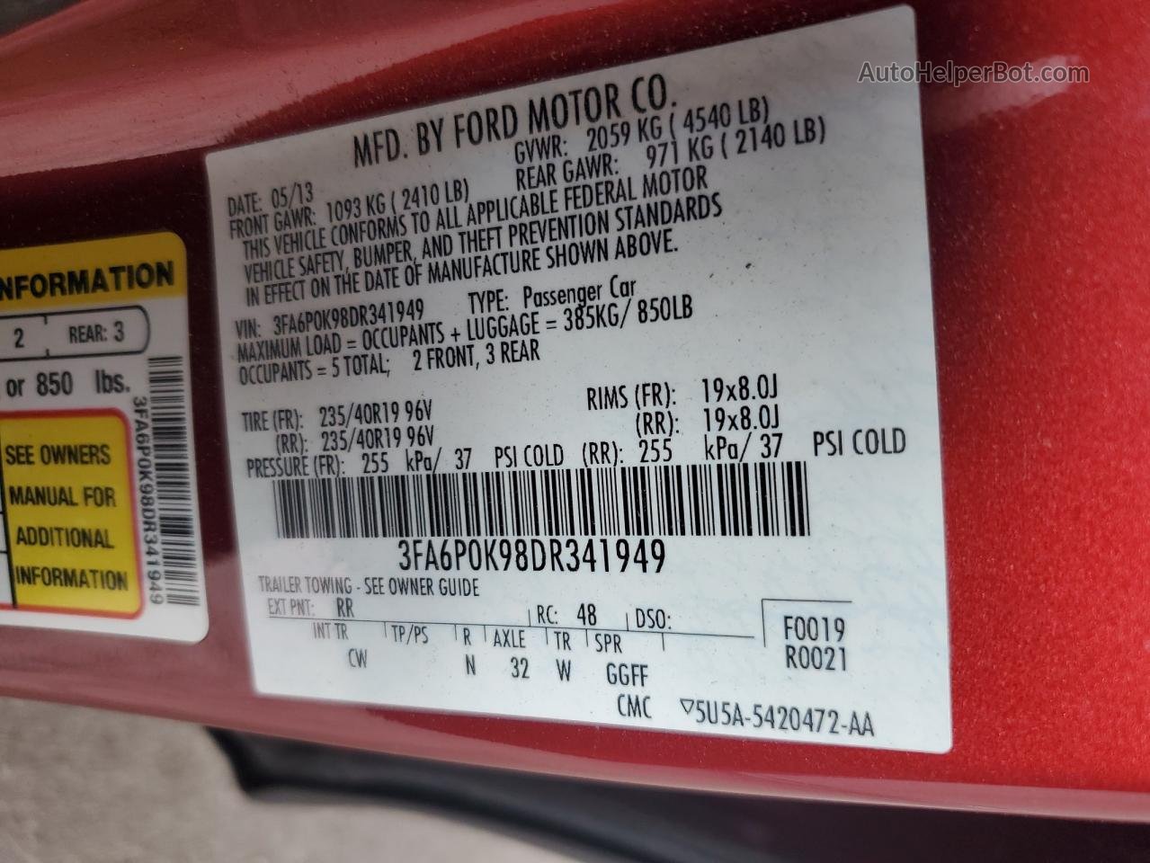 2013 Ford Fusion Titanium Красный vin: 3FA6P0K98DR341949