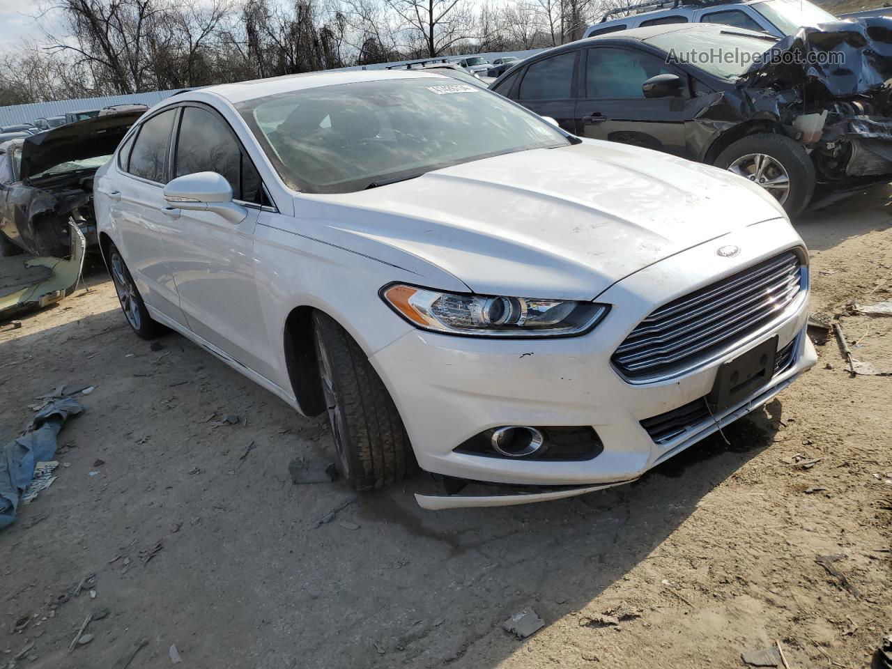 2015 Ford Fusion Titanium White vin: 3FA6P0K98FR104672