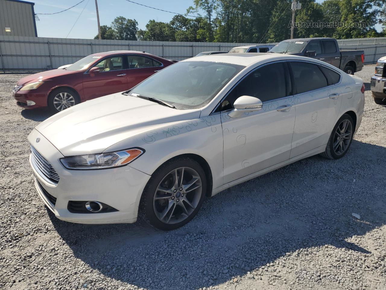 2015 Ford Fusion Titanium White vin: 3FA6P0K98FR143133