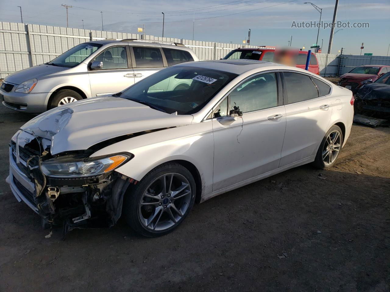 2015 Ford Fusion Titanium White vin: 3FA6P0K98FR295137