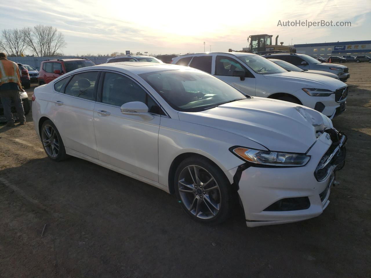 2015 Ford Fusion Titanium White vin: 3FA6P0K98FR295137