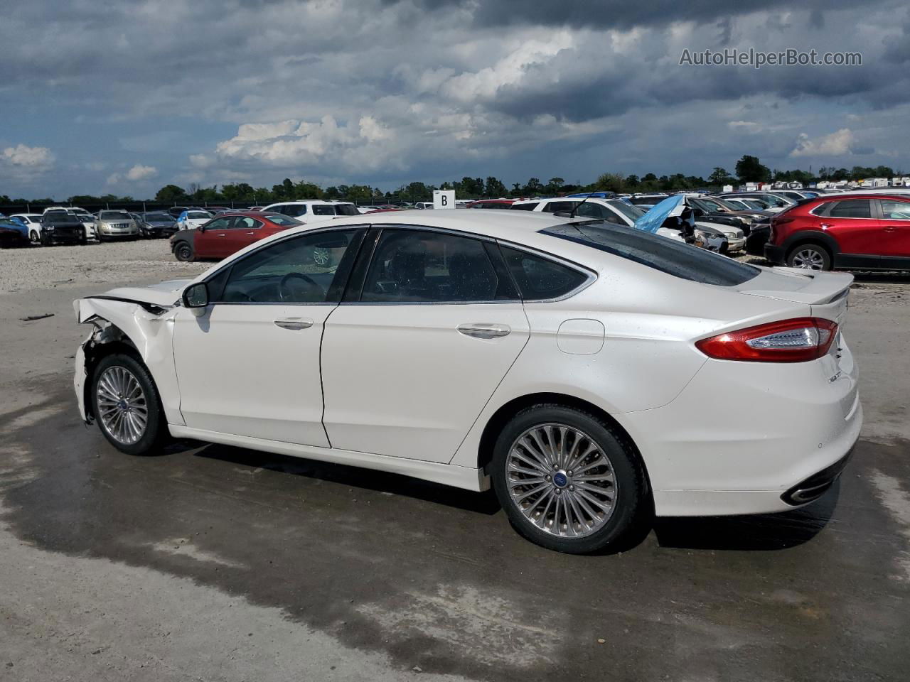 2014 Ford Fusion Titanium White vin: 3FA6P0K99ER107286