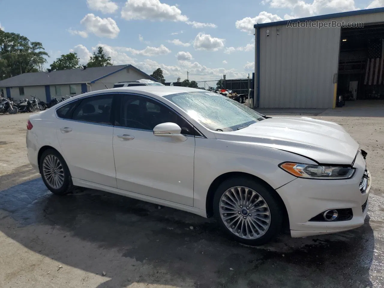 2014 Ford Fusion Titanium White vin: 3FA6P0K99ER107286