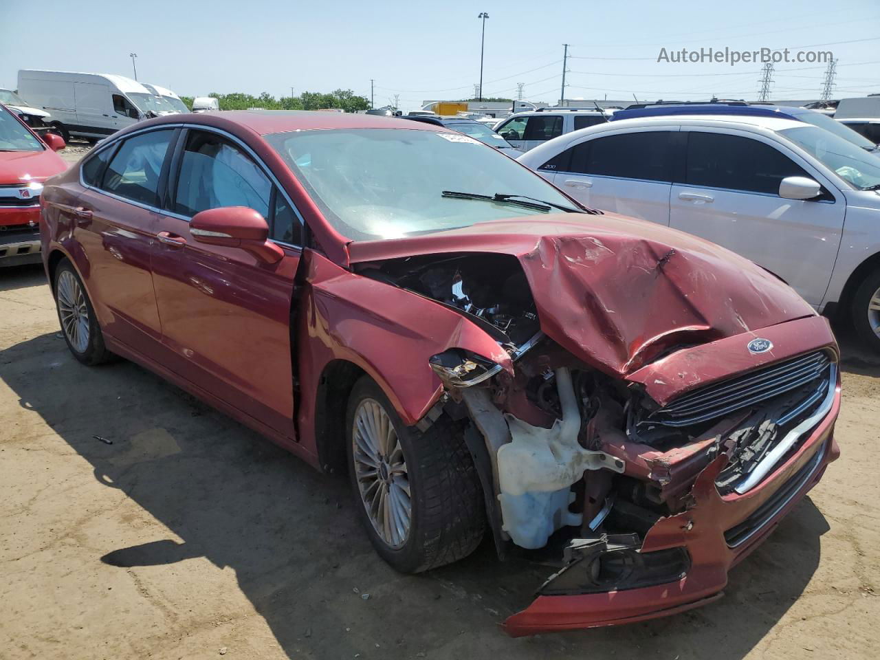 2013 Ford Fusion Titanium Red vin: 3FA6P0K9XDR384687