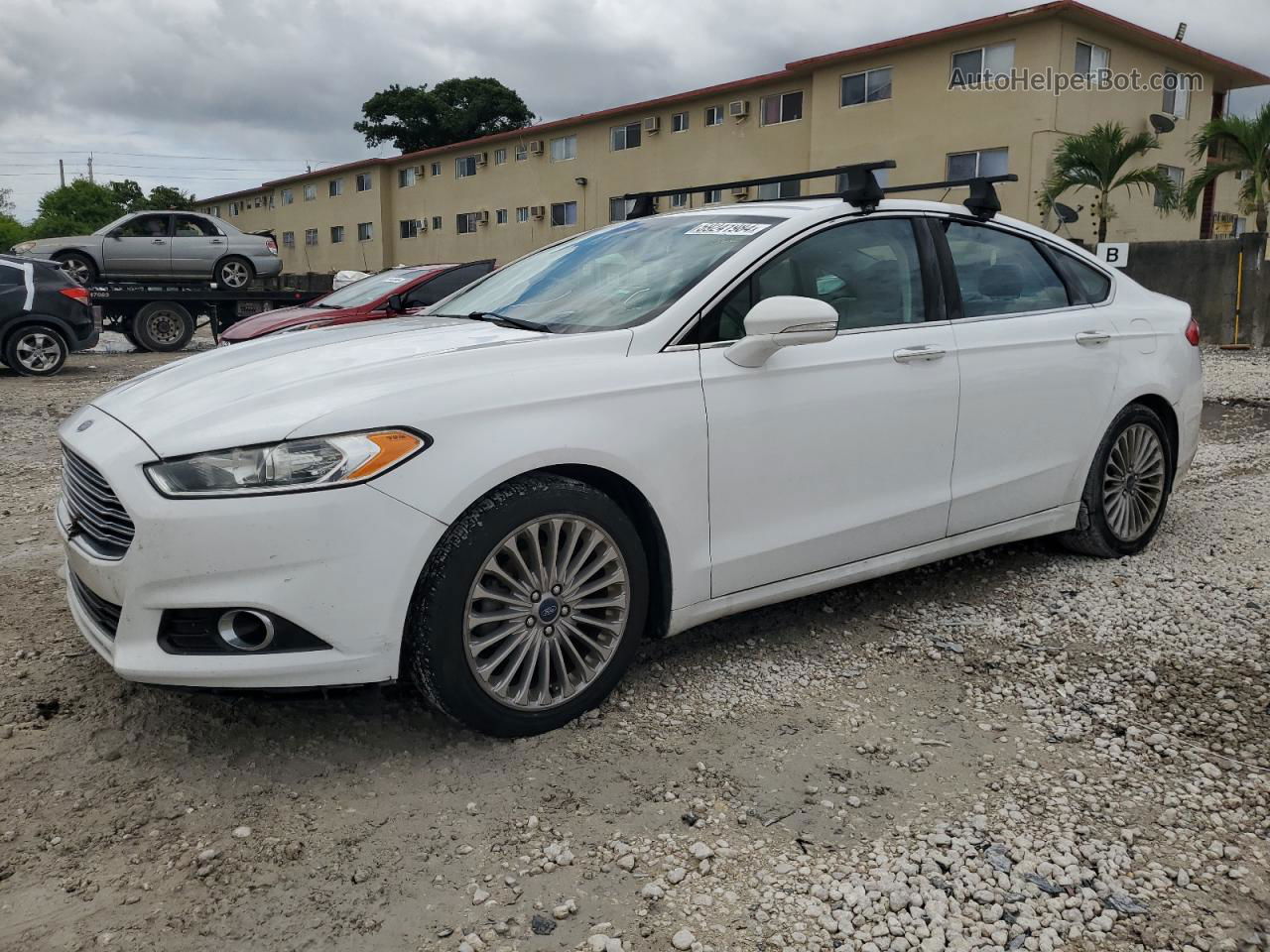 2015 Ford Fusion Titanium White vin: 3FA6P0K9XFR269655