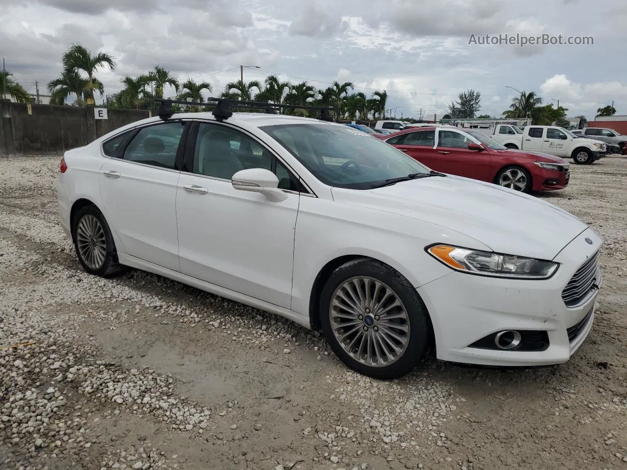 2015 Ford Fusion Titanium White vin: 3FA6P0K9XFR269655