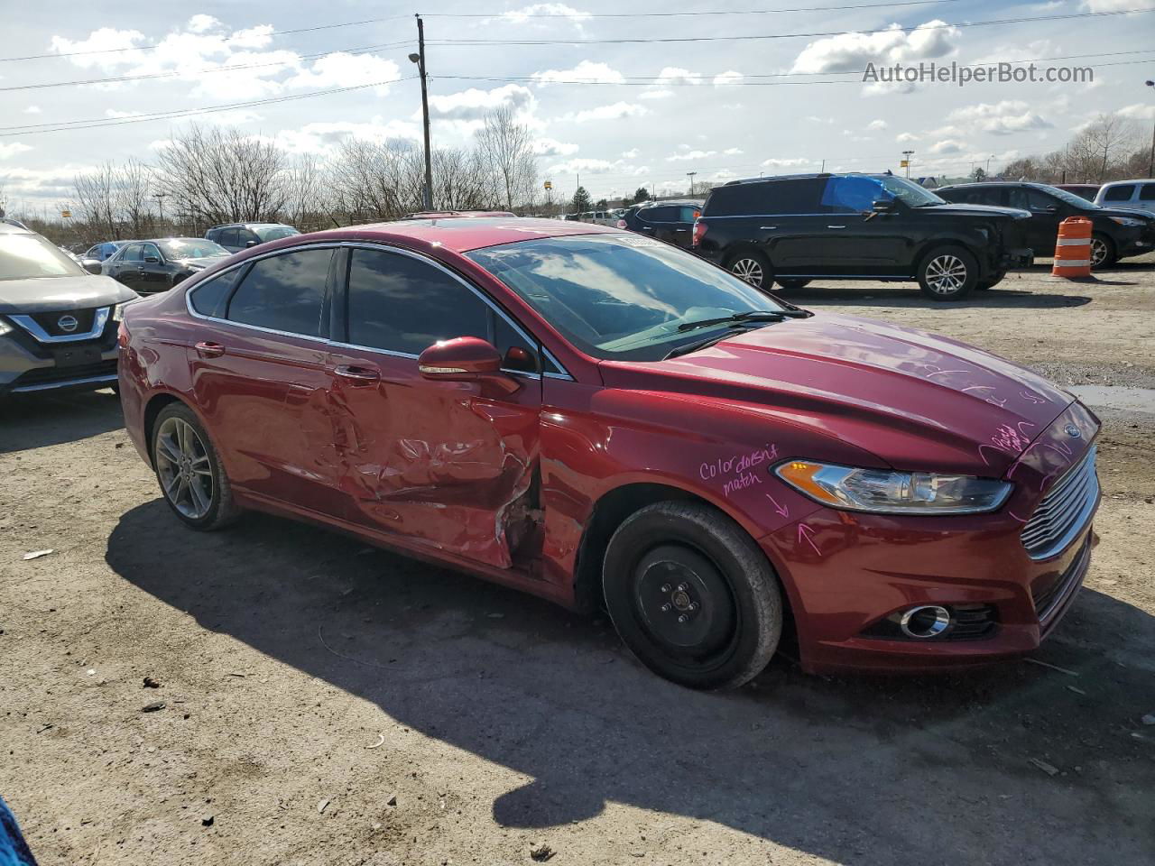 2016 Ford Fusion Titanium Red vin: 3FA6P0K9XGR256938