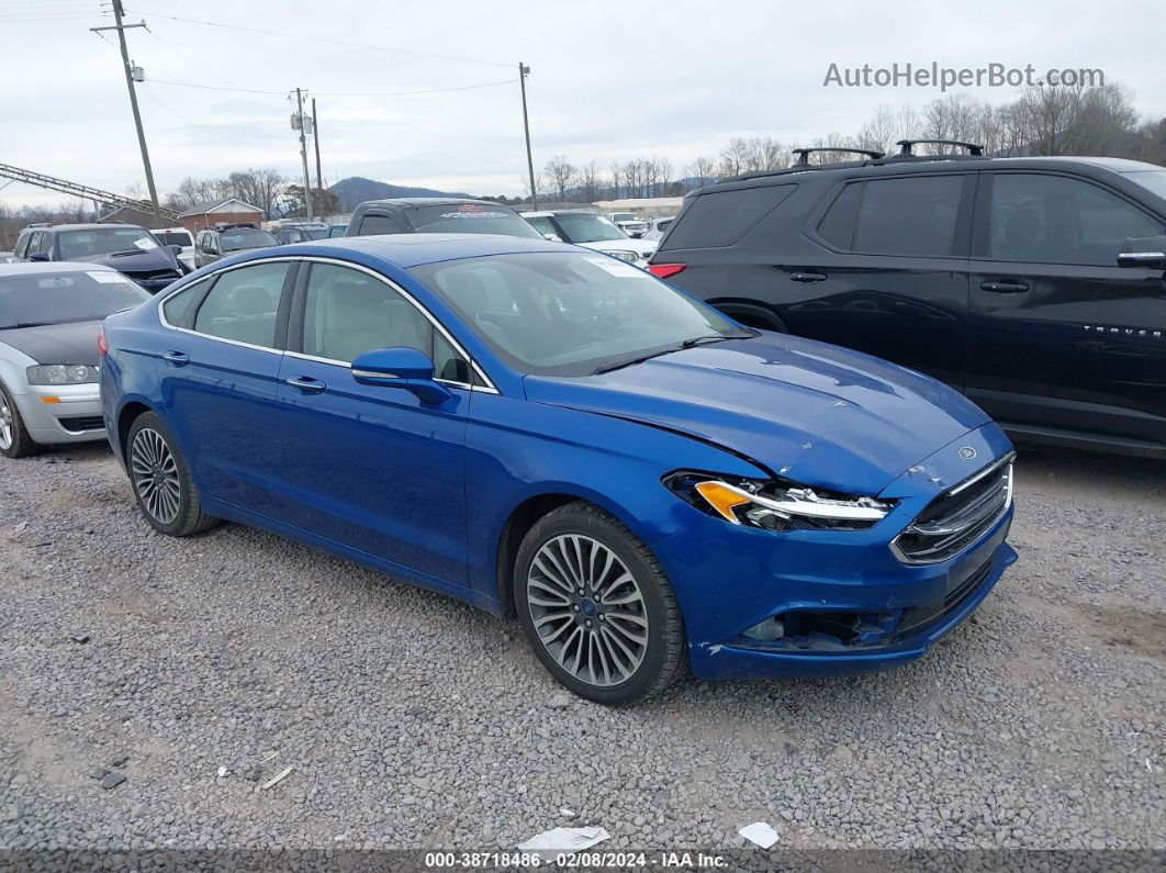 2018 Ford Fusion Titanium Синий vin: 3FA6P0K9XJR111986