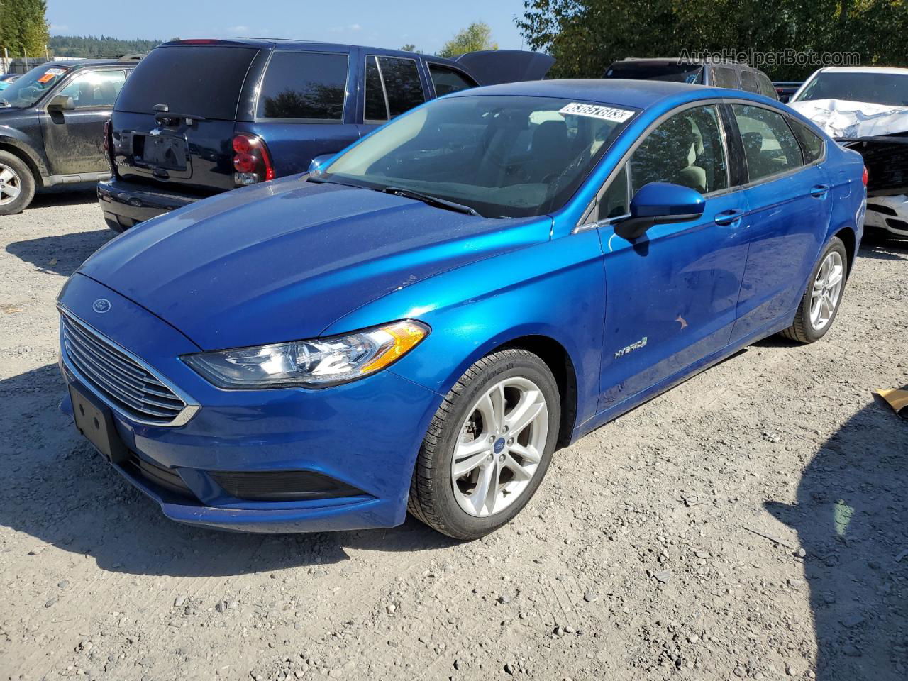 2018 Ford Fusion Se Hybrid Blue vin: 3FA6P0LU0JR220248