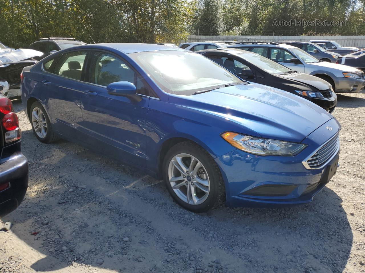 2018 Ford Fusion Se Hybrid Blue vin: 3FA6P0LU0JR220248