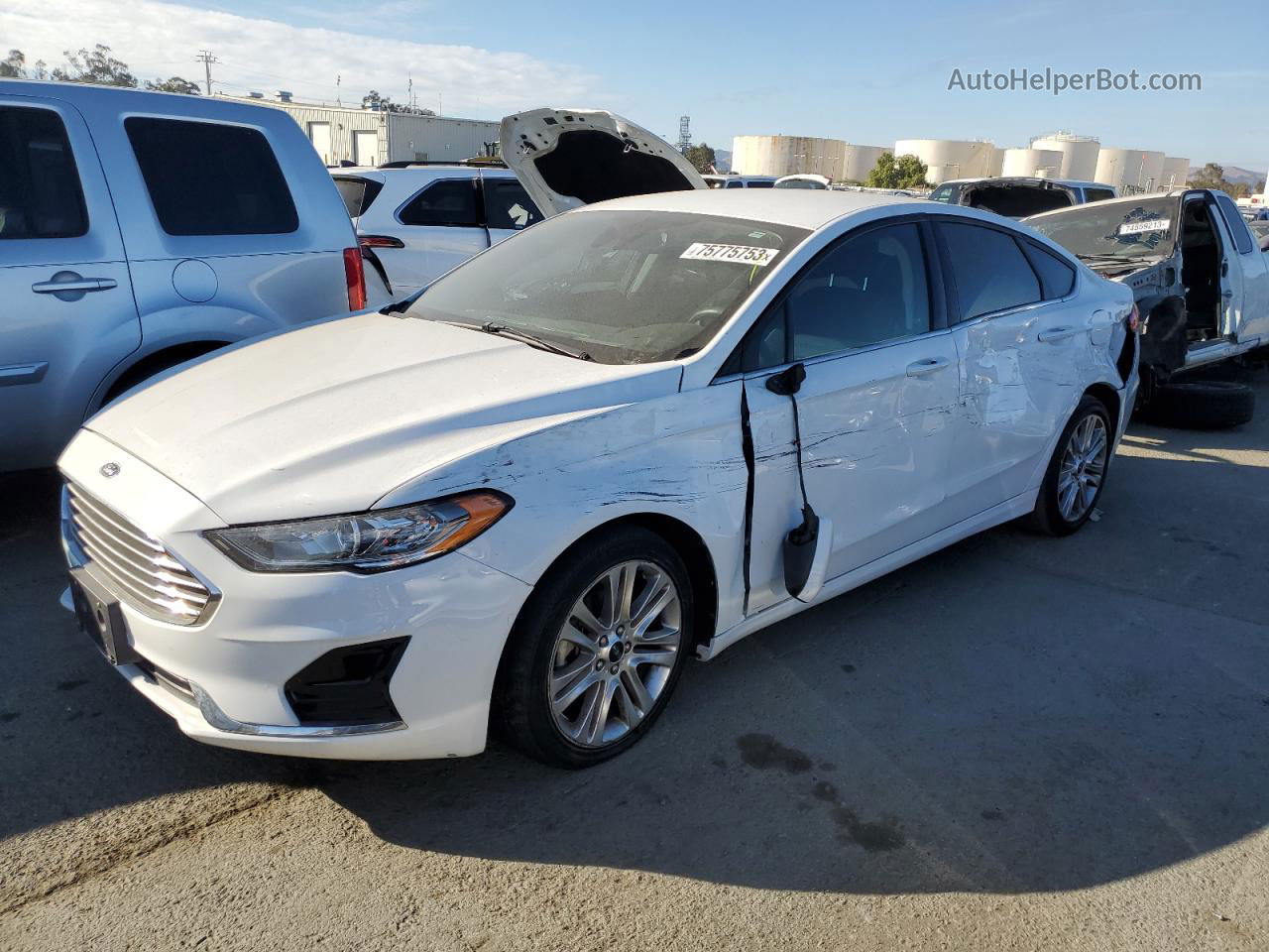 2019 Ford Fusion Se White vin: 3FA6P0LU1KR255561